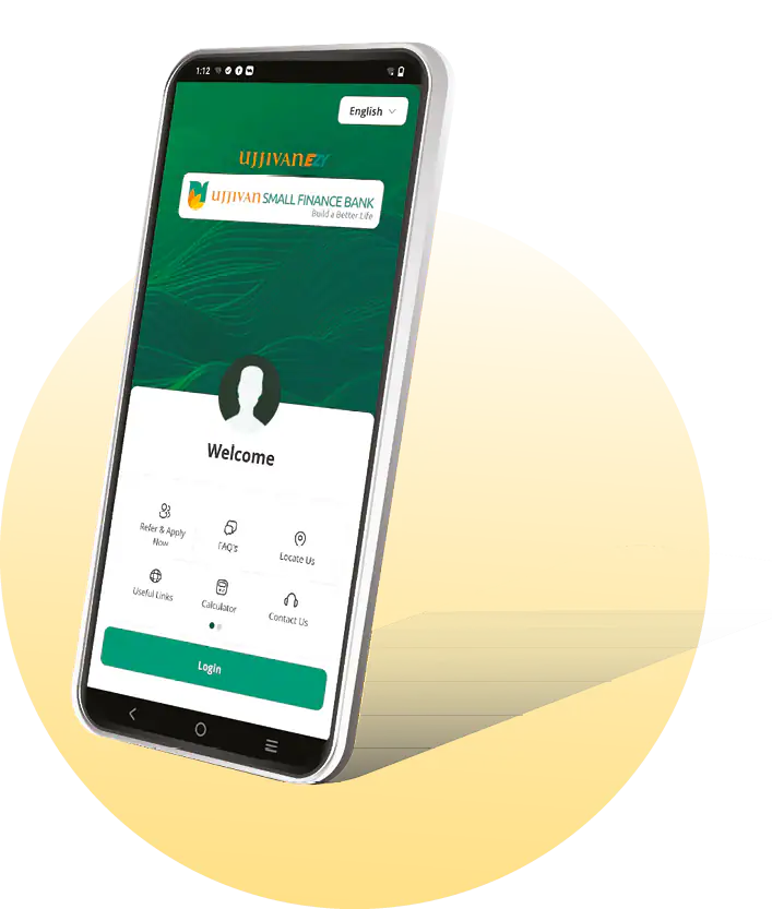 Ujjivan EZY Mobile and Internet Banking App mockup interface display
