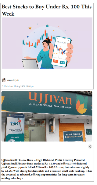 Best Stocks to Buy Under Rs. 100 This Week