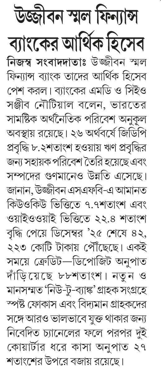 Ujjivan Small Finance Bank's financial statements