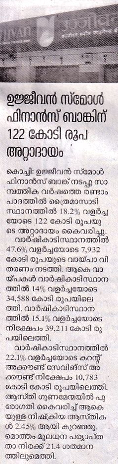 Ujjivan Small Finance Bank reports net profit of 122 crore