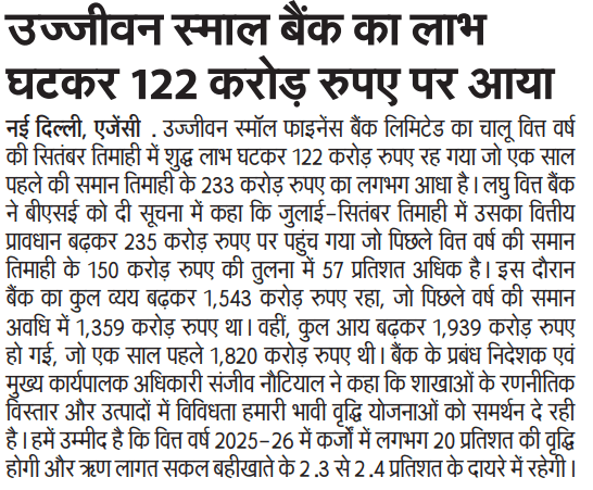 Ujjivan Small Finance Bank.
