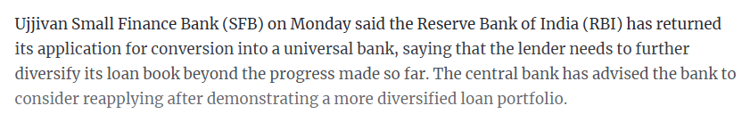 RBI returns Ujjivan SFB s application to convert into universal bank