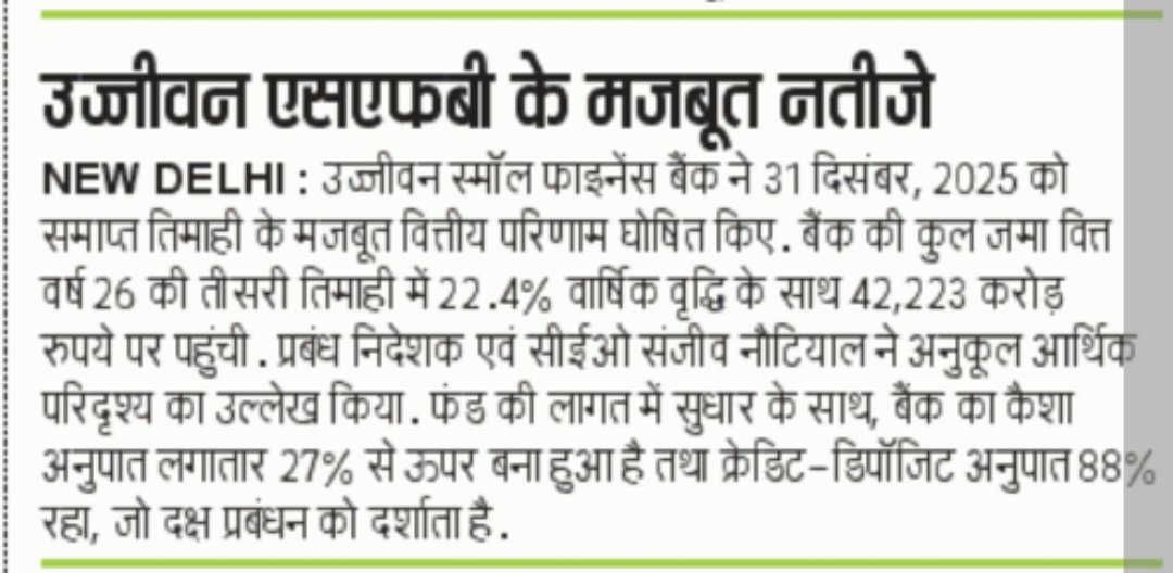 Ujjivan SFB posts strong results