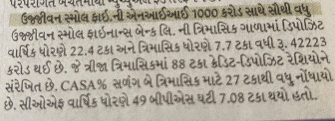 Ujjivan Small Finance Bank Ltd recorded highest NII 1000 crore one if the highest