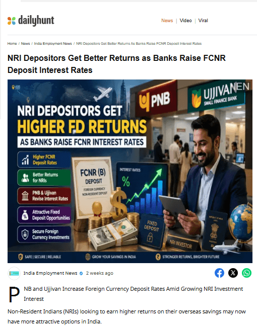 NRI Depositors Get Better Returns as Banks Raise FCNR Deposit Interest Rates