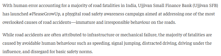 Ujjivan Small Finance Bank Launches #PleaseGrowUp , a Phygital Road Safety Campaign