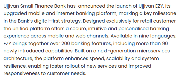 Ujjivan Small Finance Bank launches ‘EZY’ to strengthen digital banking for retail customers