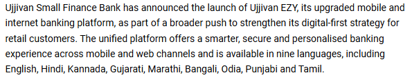 Ujjivan Small Finance Bank announces the launch of Ujjivan EZY
