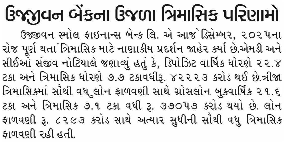 Ujjivan Bank's bright quarterly results