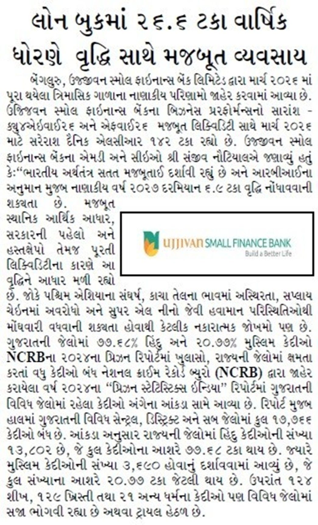 Strong business with 26.6% YoY growth in loan book