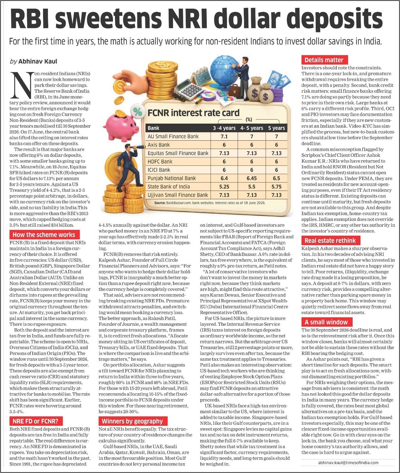 Banks raise FCNR(B) deposit rates agRBI sweetens NRI dollar deposits