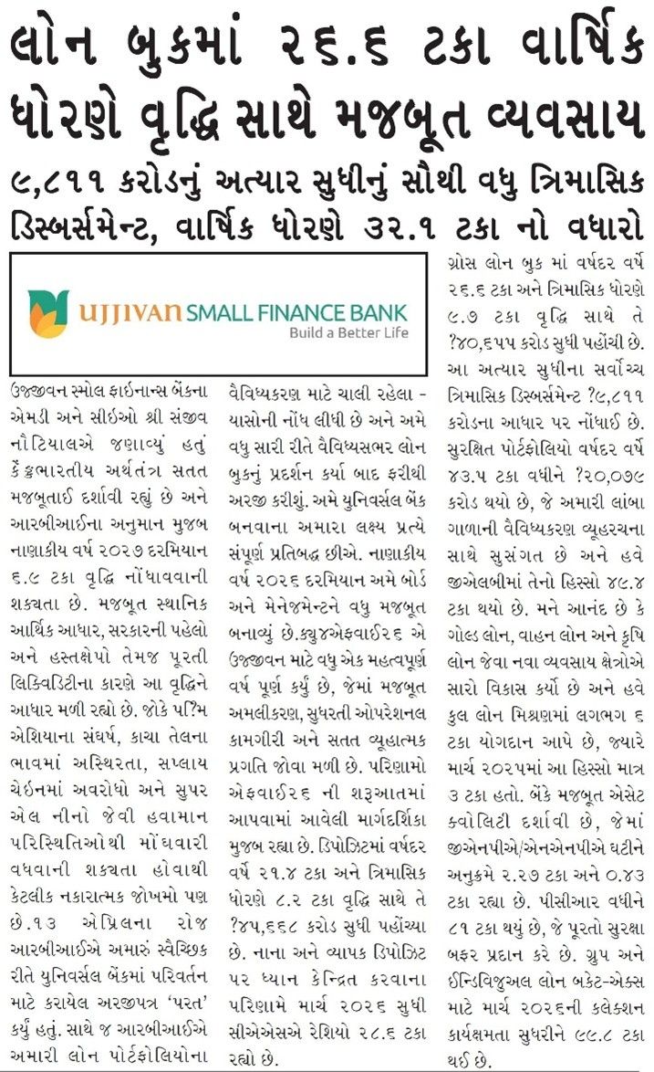 Strong business with 26.6% YoY growth in loan book