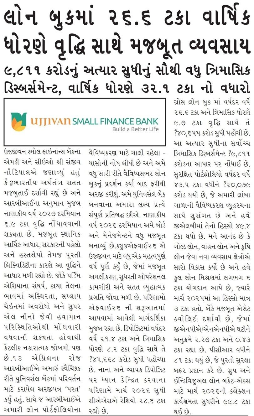 Strong business with 26.6% YoY growth in loan book