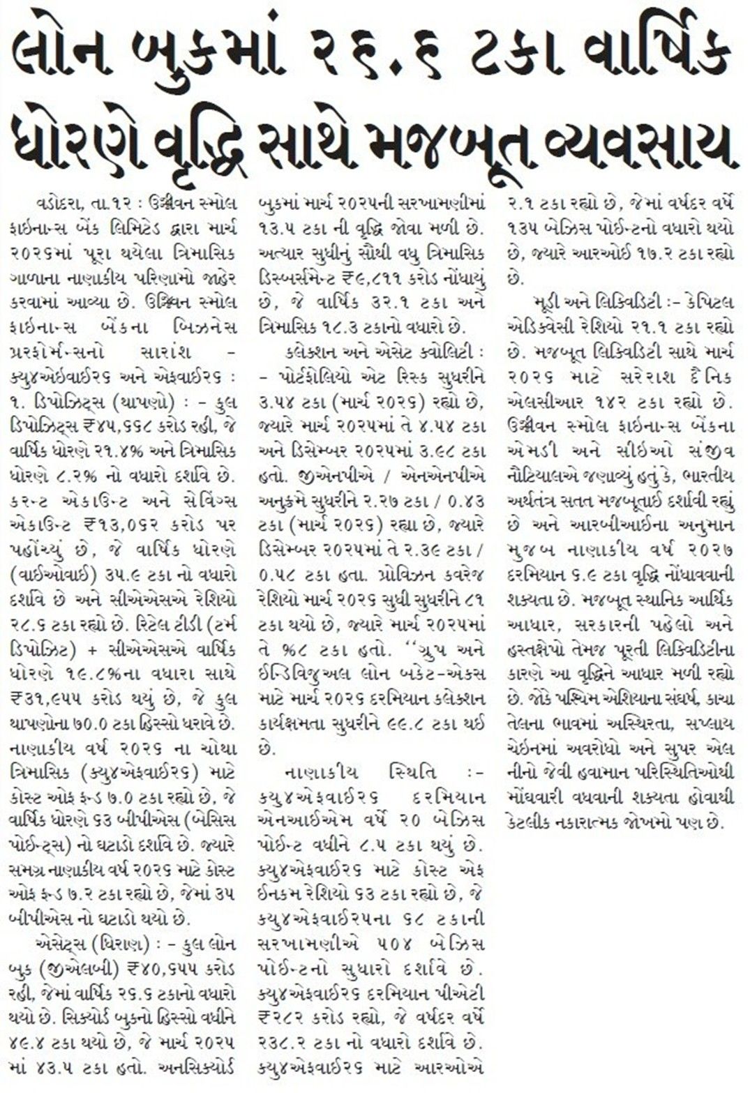 Strong business with 26.6% YoY growth in loan book