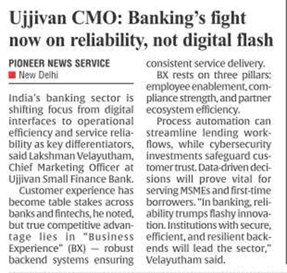 Ujjivan CMO: Banking’s fightnow on reliability, not digital flash