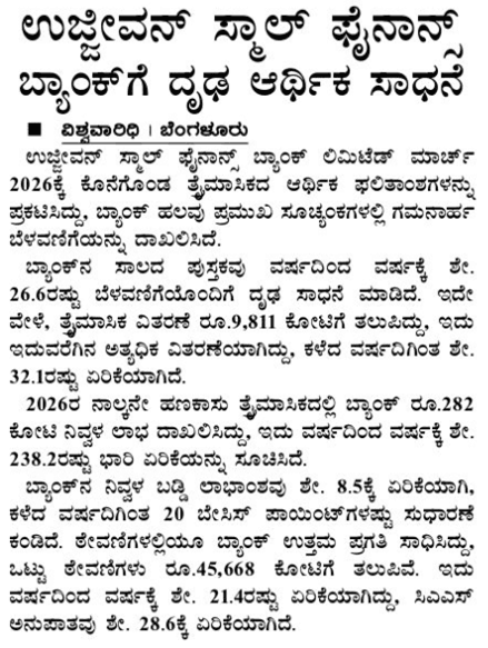 Ujjivan Small Finance Bank reports strong financial performance