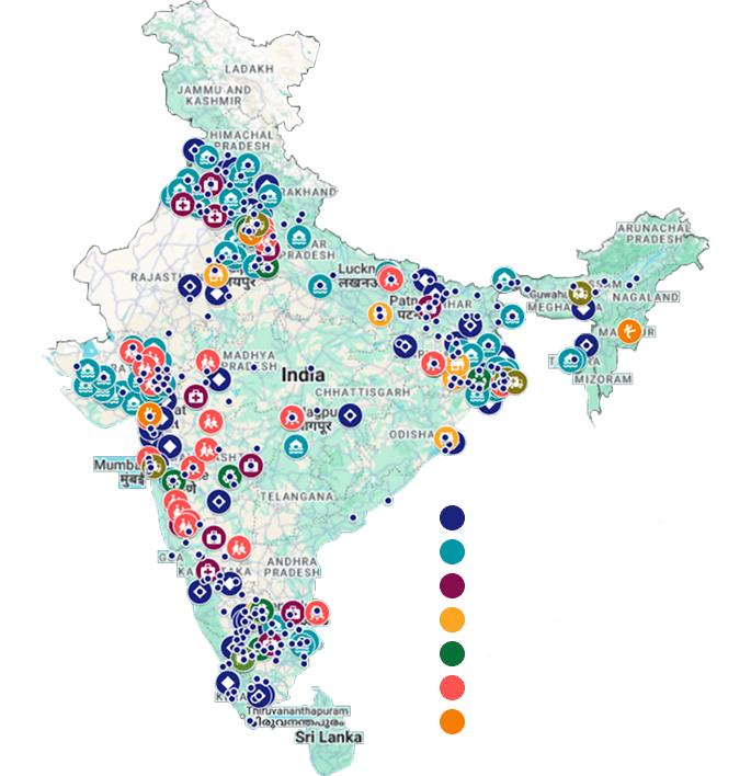 India map with project locations