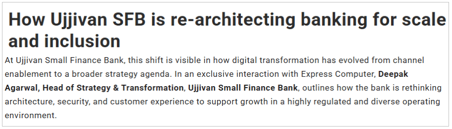 How Ujjivan SFB is rearchitecting banking for scale and inclusion