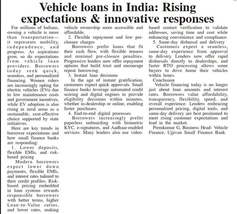 Vehicle loans in India: Rising expectations & innovative responses