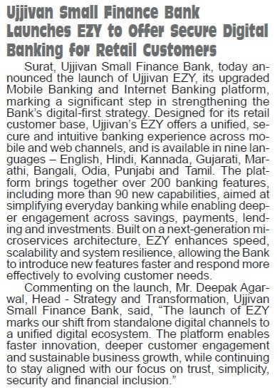 Ujjivan Small Finance BankLaunches EZY to Offer Secure Digital Banking for Retail Customers