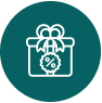 Gift box with ribbon and percentage sign
